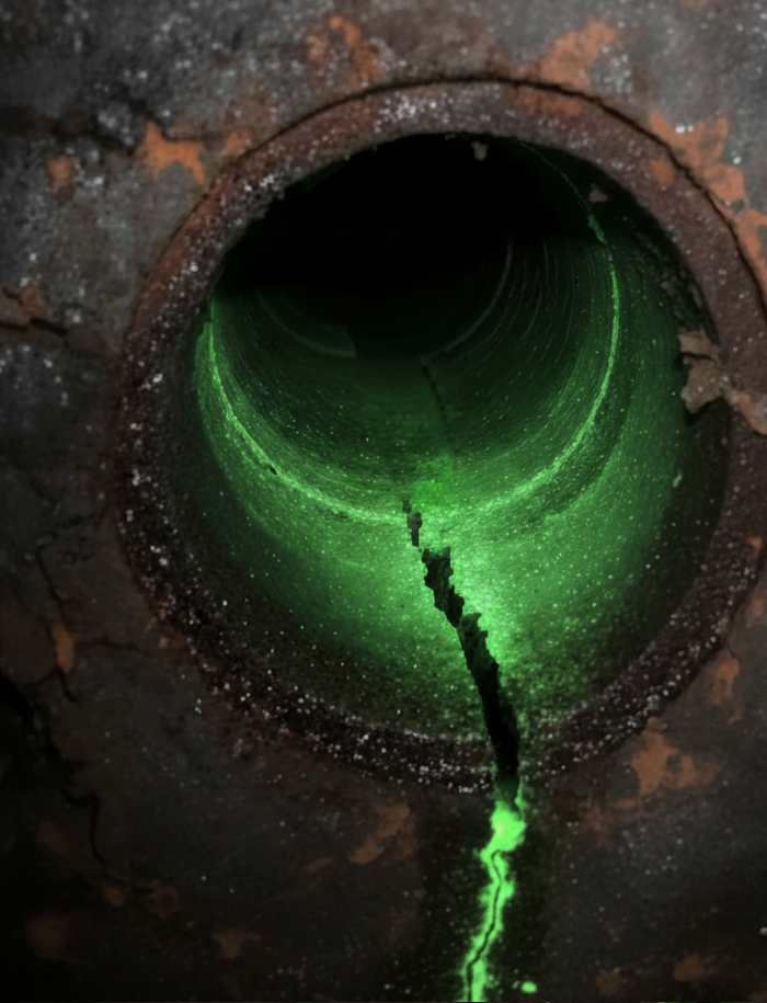 Caméra endoscopique utilisée pour inspecter une canalisation encastrée